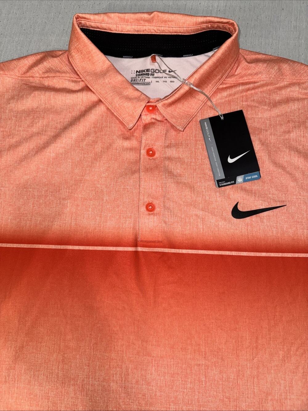 NIKE GOLF STANDARD FIT HEATHER RED'S - ORANGE POLO SHIRT 2XL MEN NWT $80.00
